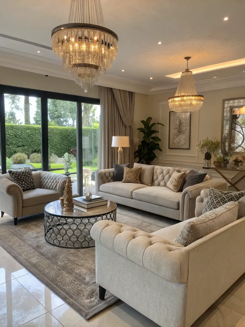 A serene photograph of a living room in Southampton, NY, featuring newly installed hardwood flooring with a classic, elegant design, bathed in natural light.